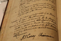 Ledger with Rev. Cary's signature.
