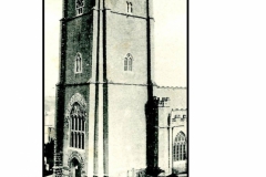 Close up of church tower and south porch.