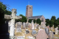 Church tower and church yard present day.