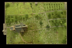 Top view of the near complete church and church yard circa 1900.