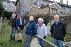 The team preparing to read inscriptions in the cold!